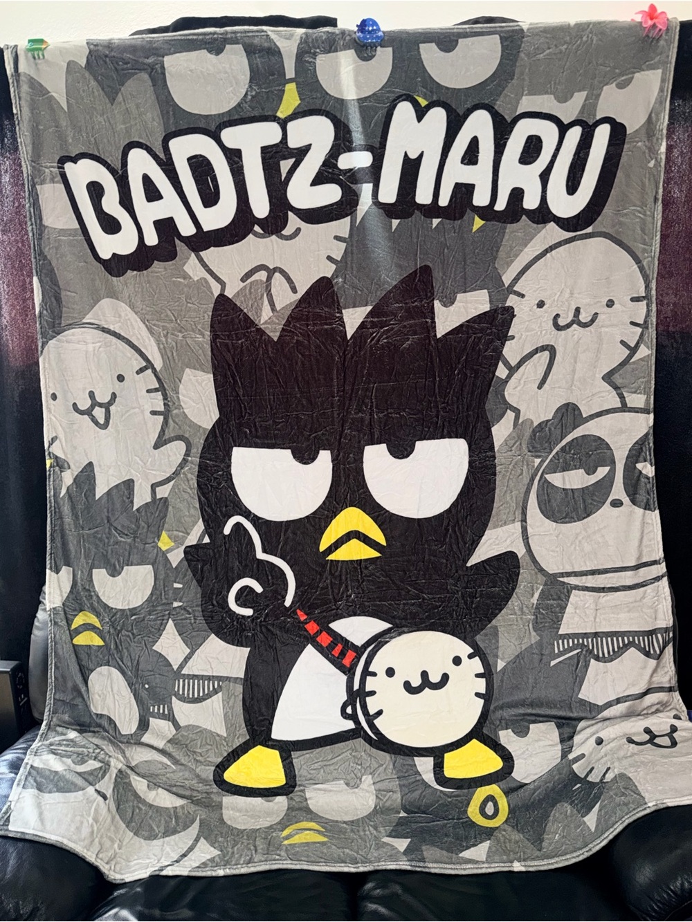 🖤NWOT Badtz Bats Throw Blanket - Grey & Black